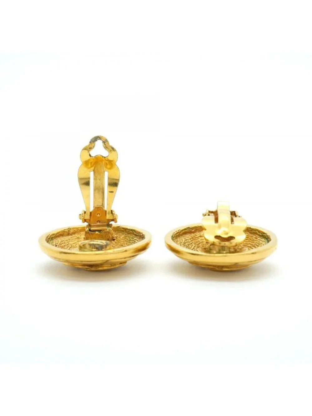 Chanel Earrings Vintage CC Logo Quilted Round